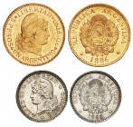 Argentina. Gold, Silver. EF. Capped Liberty Gold and Siiver 2-coin.