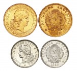 Argentina. Gold, Silver. Capped Liberty Gold and Silver 2-coin.