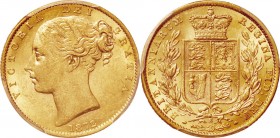 Australia. Gold. 1872. Sovereign. AU. PCGS AU58. Victoria Young Head Gold Sovereign. 7.98g. .917. 22.00mm.