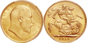 Australia. Gold. 1910. Sovereign. UNC. PCGS MS64. Edward VII Gold 1 Sovereign. 7.99ｇ. .917. 21.00mm.