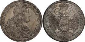 Austria. Silver. 1727. Thaler. AU. Karl VI Silver 1 Thaler (Hall).
