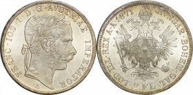 Austria. Silver. 1871. 2 Florin. UNC. Franz Joseph I Silver 2 Florin. 24.69g. .900. 36.00mm. Toned.