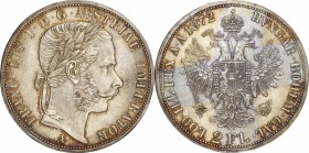 Austria. Silver. 1872. 2 Florin. AU. Franz Joseph I Silver 2 Florin. 24.69g. .900. 36.00mm. Toned.