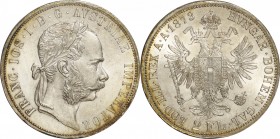 Austria. Silver. 1873. 2 Florin. UNC. Franz Joseph I Silver 2 Florin. 24.69g. .900. 36.00mm. Toned.