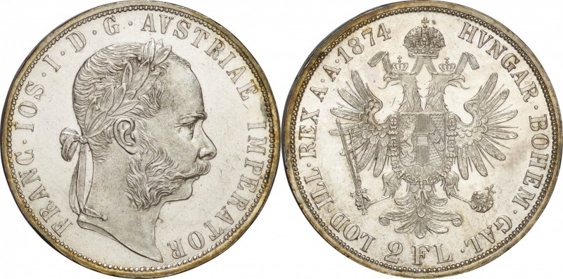 Austria. Silver. 1874. 2 Florin. Prooflike UNC. Franz Joseph I Silver 2 Florin. ...