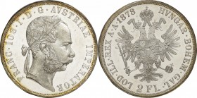 Austria. Silver. 1878. 2 Florin. Prooflike AU. Franz Joseph I Silver 2 Florin. 24.69g. .900. 36.00mm. Toned.