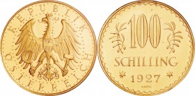 Austria. Gold. 1927. 100 Shilling. UNC Prooflike. NGC PL63. Imperial Eagle Gold Prooflike 100 Shilling. 23.52g. .900. 33.20mm.