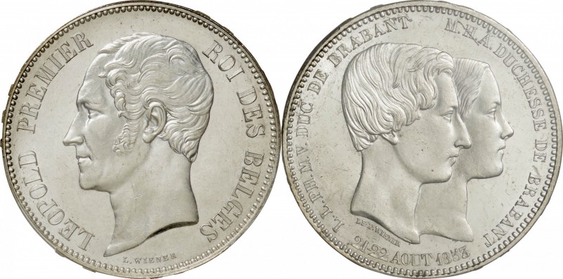 Belgium. Silver. 1853. 5 Franc. UNC. PCGS MS64. Marriage of The Duke And Dutches...