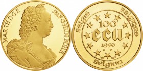Belgium. Gold. 1990. 100 Ecu. Proof. Maria Theresa Gold Proof 100 Ecu. 31.10g. .999. 37.00mm.