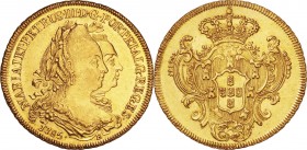 Brazil. Gold. 1785. 6400 Reis. EF. Maria I and Pedro III Gold 6400 Reis. 14.34g. .917.