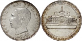 Cambodia. Silver. 1902. VF. PCGS Genuine Cleaning - XF Details. Norodom I Silver 4 Francs sized Medal. Toned.