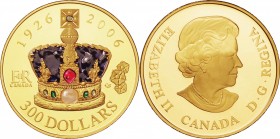 Canada. Gold. 2006. 300 Dollar. Proof. Queen Elizabeth's 80th Birthday Gold Proof 300 Dollars with Colored Enamel. 60.00. .583. 50.00mm.