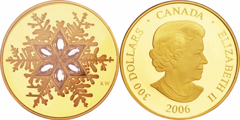 Canada. Gold. 2006. 300 Dollar. Proof. Crystal Snowflake Gold Proof 300 Dollars ...