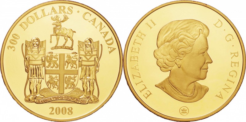 Canada. Gold. 2008. 300 Dollar. Proof. Provincial Coat of Arms: Newfoundland and...