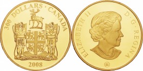 Canada. Gold. 2008. 300 Dollar. Proof. Provincial Coat of Arms: Newfoundland and Labrador Gold Proof 300 Dollars. 60.00g. .583. 50.00mm.
