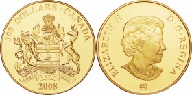 Canada. Gold. 2008. 300 Dollar. Proof. Provincial Coat of Arms: Alberta Gold Proof 300 Dollars. 60.00g. .583. 50.00mm.