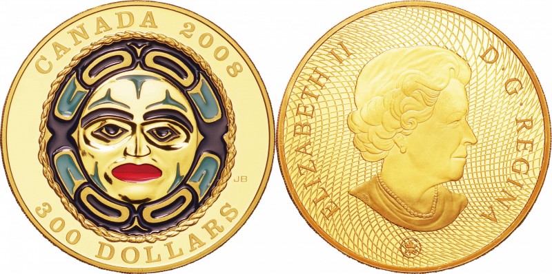 Canada. Gold. 2008. 300 Dollar. Proof. Four Seasons Moon Mask Gold Proof 300 Dol...