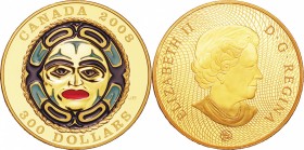 Canada. Gold. 2008. 300 Dollar. Proof. Four Seasons Moon Mask Gold Proof 300 Dollars with Colored Enamel. 60.00g. .583. 50.00mm.