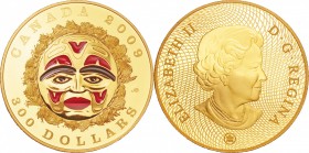 Canada. Gold. 2009. 300 Dollar. Proof. Four Seasons Moon Mask -Summer- Gold Proof 300 Dollars with Colored Enamel. 60.00g. .583. 50.00mm.