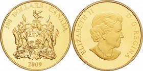 Canada. Gold. 2009. 300 Dollar. Proof. Provincial Coat of Arms: Prince Edward Island Gold Proof 300 Dollars. 60.00g. .583. 50.00mm.