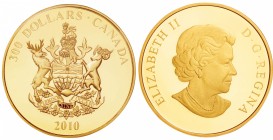 Canada. Gold. 2010. 300 Dollar. Proof. Provincial Coat of Arms: British Columbia Gold Proof 300 Dollars. 60.00g. .583. 50.00mm.