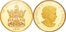 Canada. Gold. 2010. 300 Dollar. Proof. Provincial Coat of Arms: New Brunswick Gold Proof 300 Dollars. 60.00g. .583. 50.00mm.