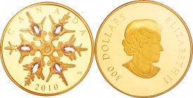 Canada. Gold. 2010. 300 Dollar. Proof. Crystal Snowflake Gold Proof 300 Dollars Made with CRYSTALLIZED? - Swarovski Elements. 60.50g. .583. 50.00mm.