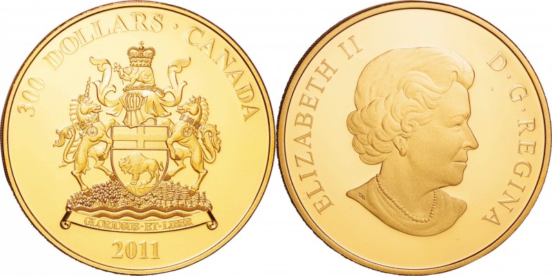 Canada. Gold. 2011. 300 Dollar. Proof. Provincial Coat of Arms: Manitoaba Gold P...