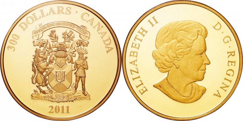 Canada. Gold. 2011. 300 Dollar. Proof. Provincial Coat of Arms: Nova Scotia Gold...