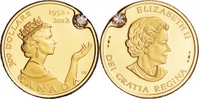 Canada. Gold. 2012. 300 Dollar. Proof. Diamond Jubilee Gold Proof with Canadian Diamond 300 Dollars. 22.00g. .99999. 25.00mm.