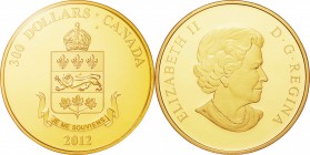 Canada. Gold. 2012. 300 Dollar. Proof. Provincial Coat of Arms: Quebec Gold Proof 300 Dollars. 60.00g. .583. 50.00mm.