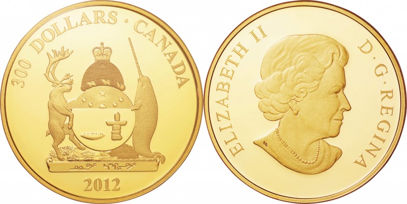 Canada. Gold. 2012. 300 Dollar. Proof. Provincial Coat of Arms: Nunavut Gold Pro...
