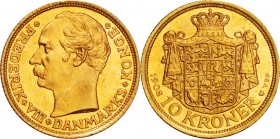 Denmark. Gold. 1908. 20 Kroner. AU. Frederik VIII Gold 10 Kroner. 4.48g. .900.