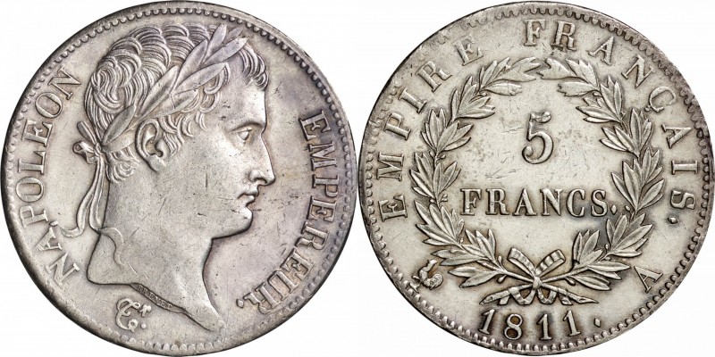 France. Silver. 1811. 5 Franc. VF/EF. Napoleon I Silver 5 Francs. 25.00g. .900. ...