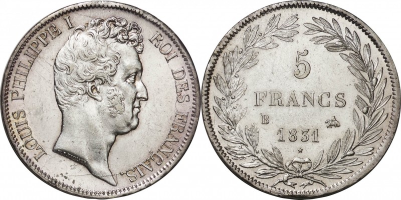 France. Silver. 1831. 5 Franc. EF. Louis Philippe I Silver 5 Francs. 25.00g. .90...