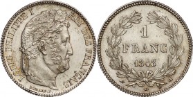 France. Silver. 1848. Franc. AU. Louis Phillipe I Silver 1 Franc. 5.00g. .900. 23.00mm.