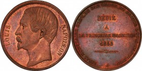 France. Bronze. 1852. 5 Franc. UNC. PCGS SP64RB. Napoleon III Bronze Essai 5 Francs.