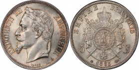 France. Silver. 1863. 5 Franc. UNC. PCGS MS63. Napoleon III Laureate Head Silver 5 Francs. 25.00g. .900. 37.70mm.