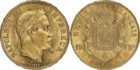 France. Gold. 1869. 100 Franc. AU. NGC MS62. Napoleon III Laureate Head Gold 100 Francs. 32.25g. .900. 35.00mm.