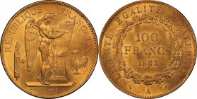 France. Gold. 1882. 100 Franc. UNC. PCGS MS64. Standing Genius Gold 100 Francs. 32.25g. .900. 35.00mm.