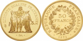 France. Gold. 1974. 50 Franc. Piedfort Proof. Hercules Gold Piedfort Proof 50 Francs. 102.20g. .920. 41.00mm.