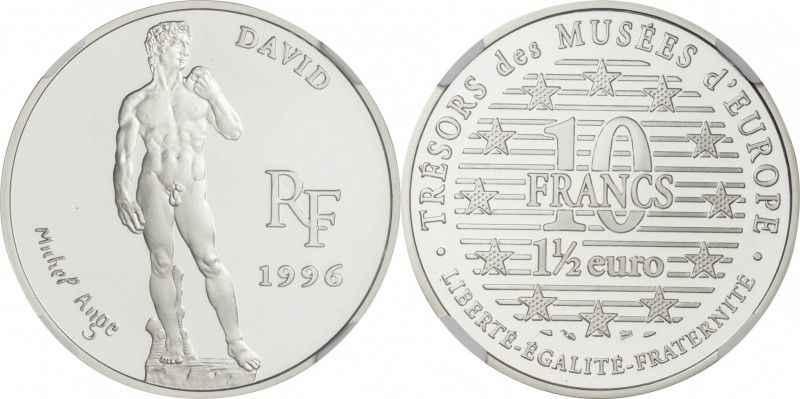 France. Silver. 1996. 10 Franc. Proof. NGC PF66 ULTRA CAMEO. Treasure of the Eur...