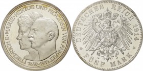 Germany. Silver. 1914. 5 Mark. Proof. PCGS PR65DCAM. Anhalt-Dessau Friedrich II Silver Wedding Anniversary Silver Proof 5 Mark. 27.78g. .900. 38.00mm.