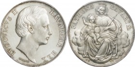Germany. Silver. 1871. Thaler. UNC-. PCGS MS63. Bavaria Ludwig II -Madonna With Child- Silver 1 Thaler. 18.52g. .900. 33.00mm.