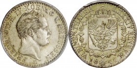Germany. Silver. 1844. 1/6 Thaler. UNC-. PCGS MS63. Prussia Wilhelm IV Silver 1/6 Thaler. 5.34g. .521. Toned.