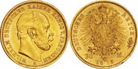 Germany. Gold. 1873. 20 Mark. VF. Prussia Wilhelm I Gold 20 Mark. 7.97g. .900.