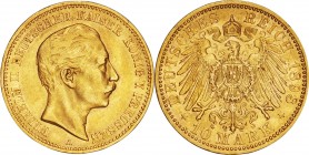 Germany. Gold. 1898. 10 Mark. VF. Prussia Wilhelm II Gold 10 Mark. 3.98g. .900. 19.50mm.