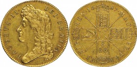 GB. Gold. 1687. 5 Guinea. EF. NGC AU53. James II Gold 5 Guineas. 41.75g. .917. 37.30mm.