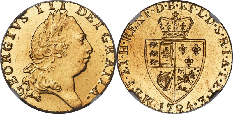 GB. Gold. 1794. Guinea. UNC. NGC MS65. George III Gold Guinea. 8.35g. .917. 24.5...