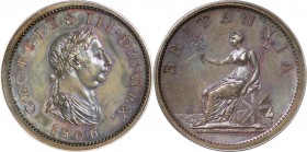GB. Copper. 1806. Penny. UNC Proof. PCGS PR64BN. George III / Britannia Seated Copper Proof Penny. 18.90g. 34.00mm.
